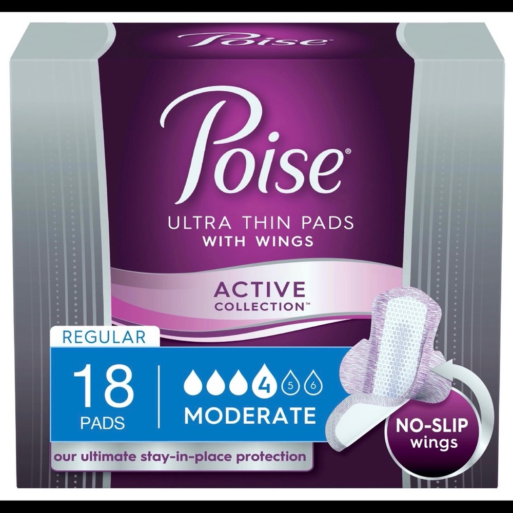 Poise Active Moderate Regular 72 count (4x18)